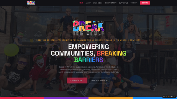 Screenshot of the Break The Mould Foundation website