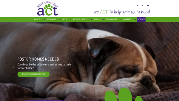 Screenshot of the Alexa's Canine Trust website