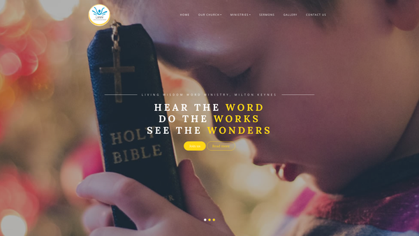 Screenshot of the Living Wisdom Word Ministry Milton Keynes website