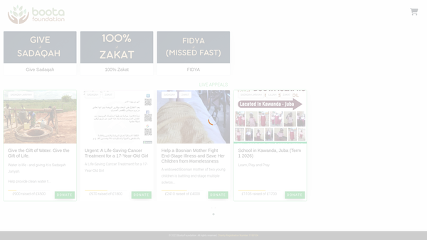 Screenshot of the Boota Foundation website