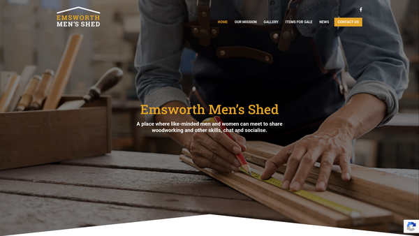 Screenshot of the Emsworth Men's Shed website