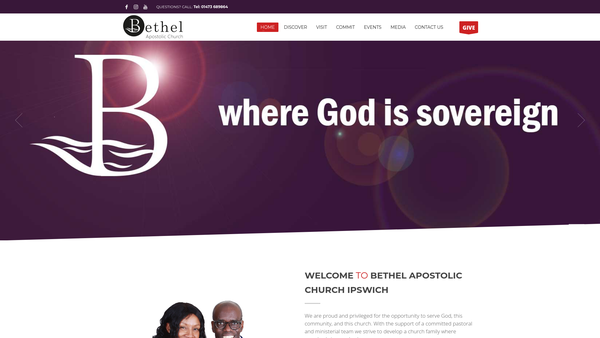 Screenshot of the Bethel Apostolic Church Ipswich website