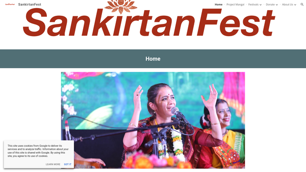 Screenshot of the The Sankirtan Events Society (UK) website