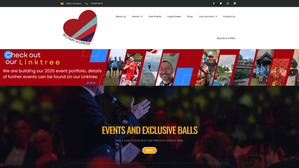 Screenshot of the Military Vs Cancer website