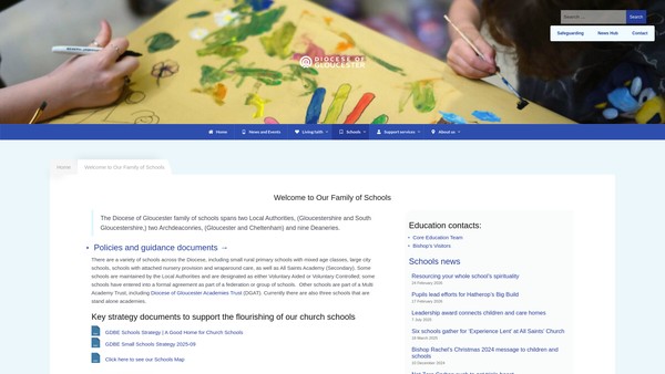 Screenshot of the Gloucester Diocesan Board Of Education website