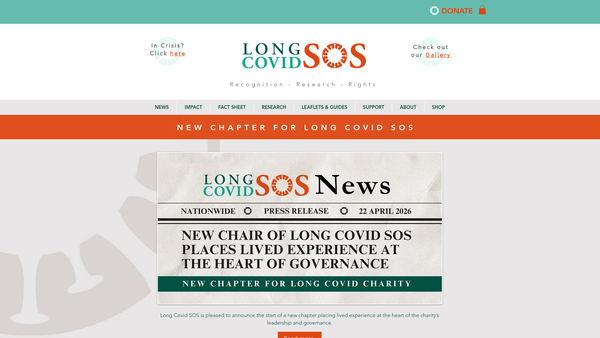 Screenshot of the Long Covid Sos website