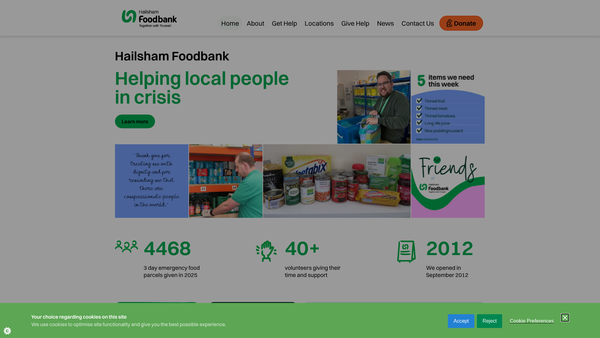 Screenshot of the Hailsham Foodbank website