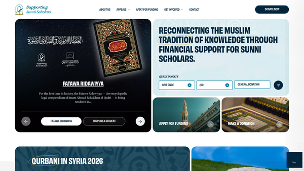 Screenshot of the Supporting Sunni Scholars website