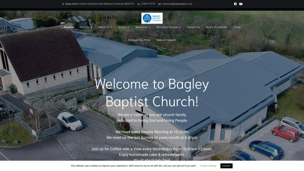 Screenshot of the Bagley Baptist Church website