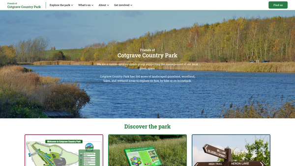 Screenshot of the Friends Of Cotgrave Country Park website