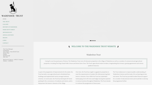 Screenshot of the The Wadenhoe Trust website