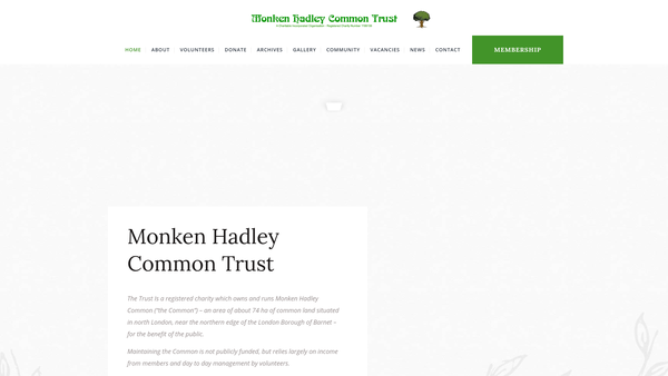 Screenshot of the Monken Hadley Common Trust website