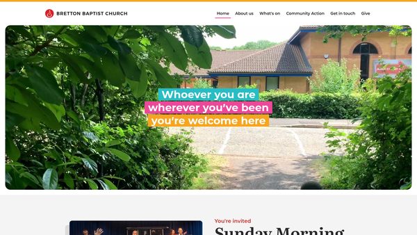 Screenshot of the Bretton Baptist Church website