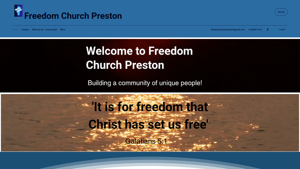 Screenshot of the Freedom Church Preston website