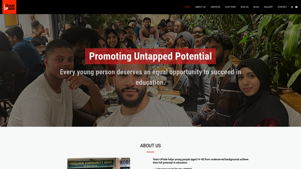 Screenshot of the Team Upside website