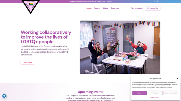 Screenshot of the Leeds LGBTQ+ Community Consortium website