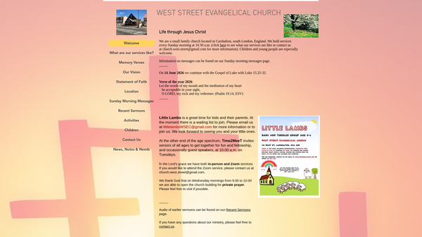 Screenshot of the West Street Evangelical Church website