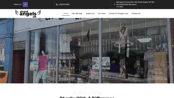Screenshot of the Street Angels UK website