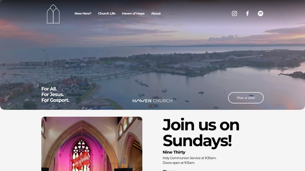 Screenshot of the Haven Church Gosport website