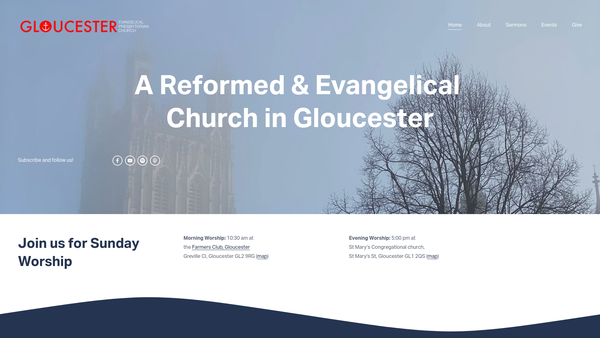 Screenshot of the Gloucester Evangelical Presbyterian Church website