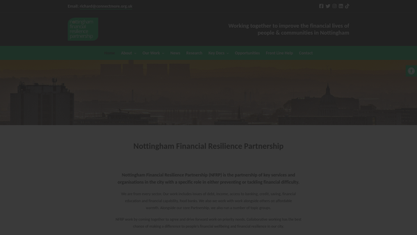 Screenshot of the Nottingham Financial Resilience Partnership website