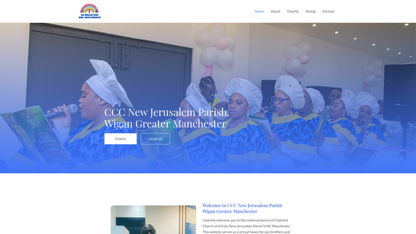 Screenshot of the Celestial Church Of Christ New Jerusalem North West website