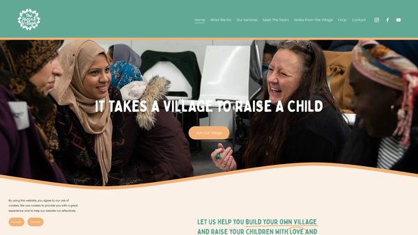 Screenshot of the The Parent Village website