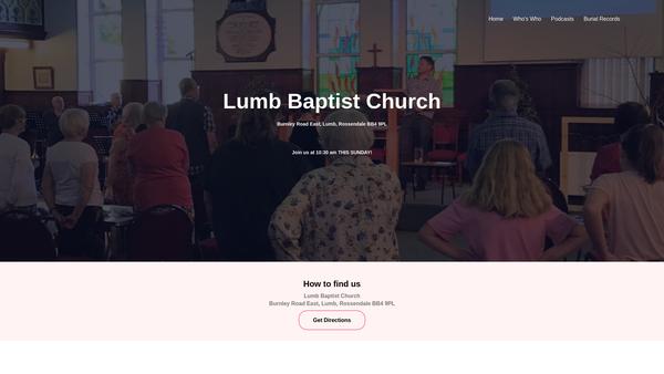 Screenshot of the Lumb Baptist Church website