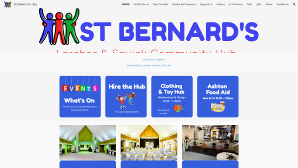 Screenshot of the St Bernard's - Larches & Savick Community Hub(cio) website