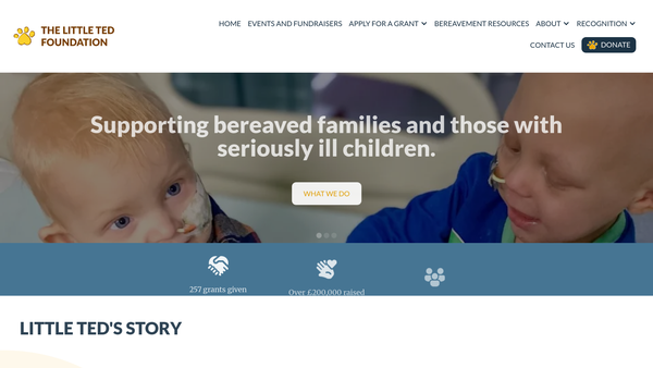 Screenshot of the The Little Ted Foundation website