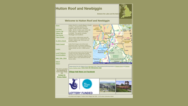 Screenshot of the Hutton Roof Village Hall website