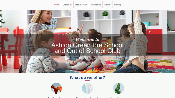 Screenshot of the Ashton Green Pre School & Out Of School Club website