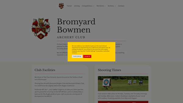 Screenshot of the Bromyard Bowmen website