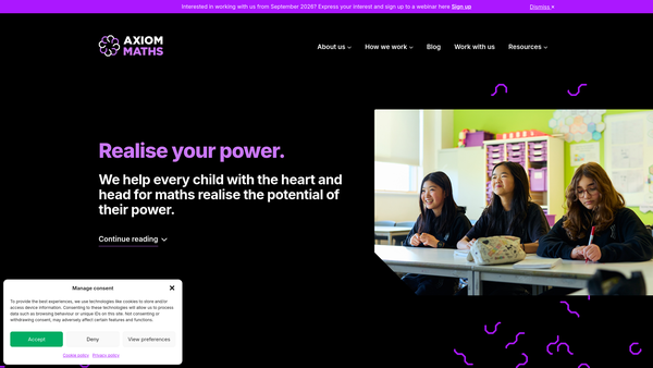 Screenshot of the Axiom Maths website