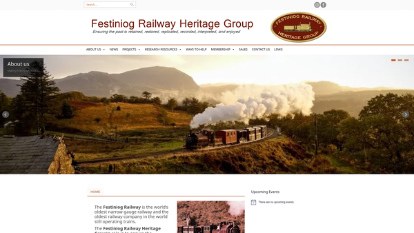 Screenshot of the Festiniog Railway Heritage Group website
