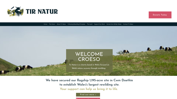 Screenshot of the Tir Natur website