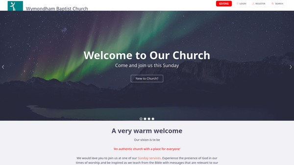 Screenshot of the Wymondham Baptist Church website