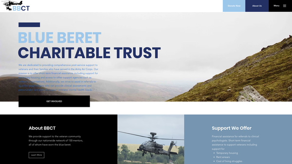 Screenshot of the Blue Beret Charitable Trust website