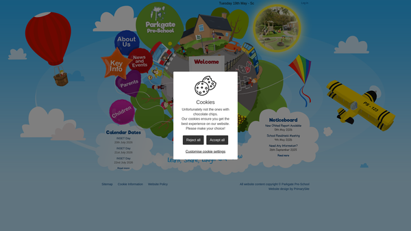 Screenshot of the Parkgate Pre-School website