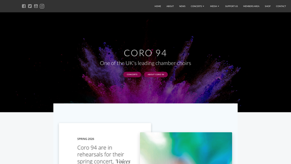 Screenshot of the Coro 94 website