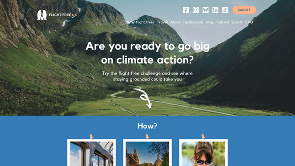 Screenshot of the Flight Free UK website