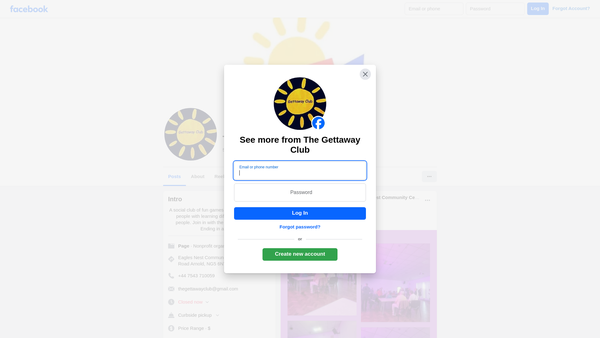 Screenshot of the The Gettaway Club website