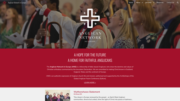 Screenshot of the Anglican Network In Europe website