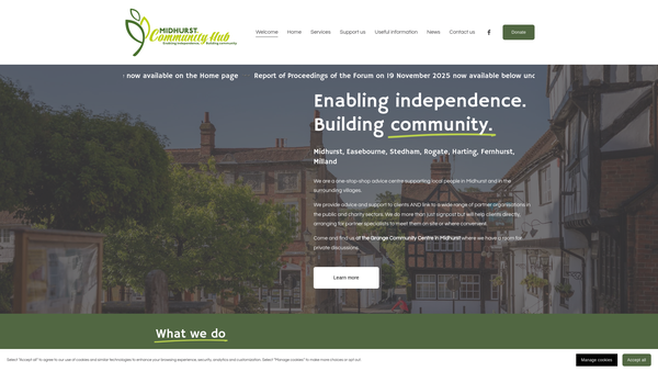 Screenshot of the Midhurst Community Hub website