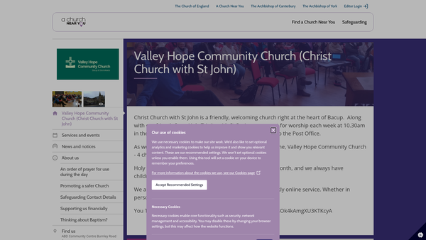 Screenshot of the The Parochial Church Council Of The Ecclesiastical Parish Of Christ Church With St John, Bacup website