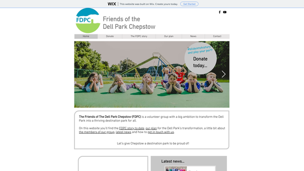 Screenshot of the Friends Of The Dell Park Chepstow website