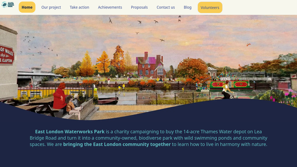 Screenshot of the East London Waterworks Park website