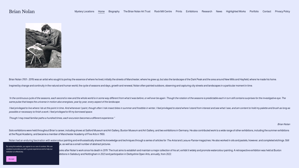 Screenshot of the The Brian Nolan Art Trust website