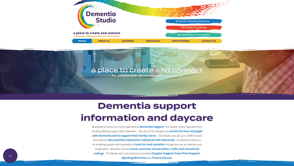 Screenshot of the Dementia Studio CIO website