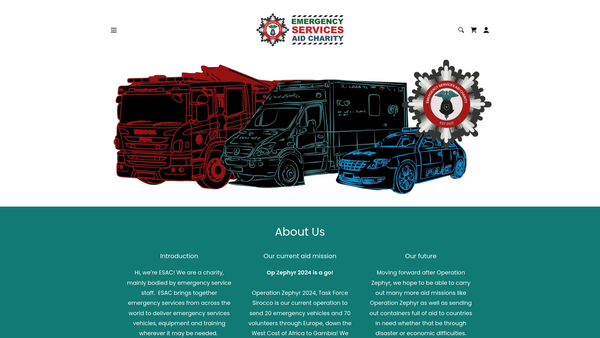 Screenshot of the Emergency Services Aid Charity website